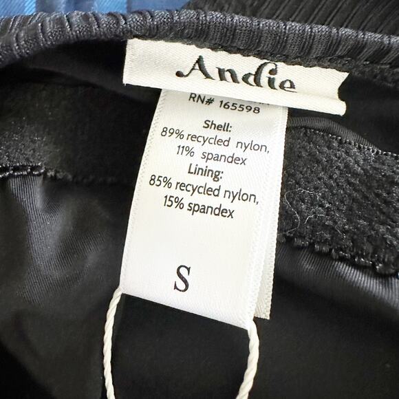 Andie Amalf Ribbed One-Piece Swimsuit Size Small Black Full Back Coverage - Picture 3 of 6